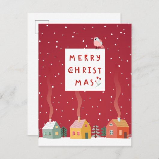 居心地の良いクリスマスビレッジ – 冬メリーのワンダーランド シーズンポストカード (正面/裏面)