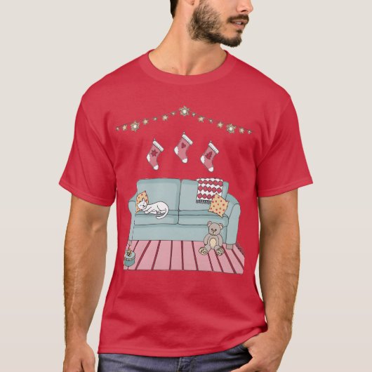 居心地の良いクリスマスファミリー Tシャツ (正面)