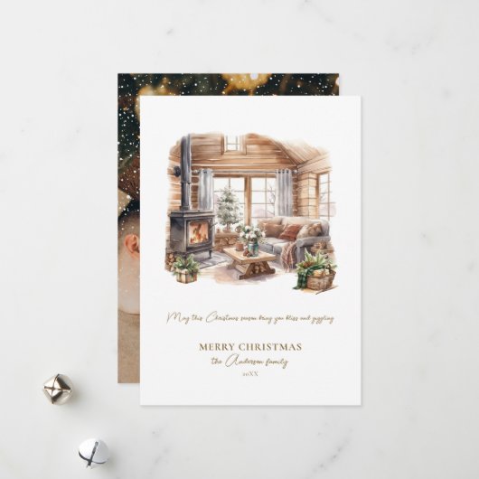 居心地の良いクリスマスフォトホリデーカード シーズンカード (正面/裏面インサイチュ)