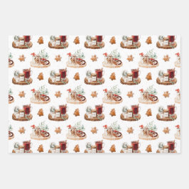 居心地の良いクリスマスフード&ドリンク ラッピングペーパーシート
