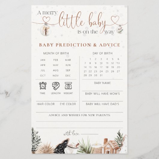 居心地の良いクリスマスベビーの予測とアドバイスカード (正面)