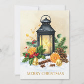 居心地の良いクリスマスランタンのメリークリスマス休日 シーズンカード (正面)