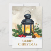 居心地の良いクリスマスランタンのメリークリスマス休日 シーズンカード (正面)