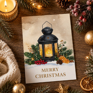 居心地の良いクリスマスランタンのメリークリスマス休日 シーズンカード