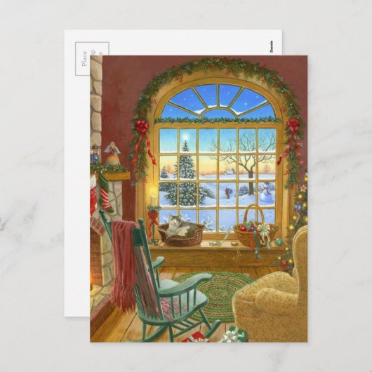 居心地の良いクリスマスリビングルーム シーズンポストカード (正面/裏面)