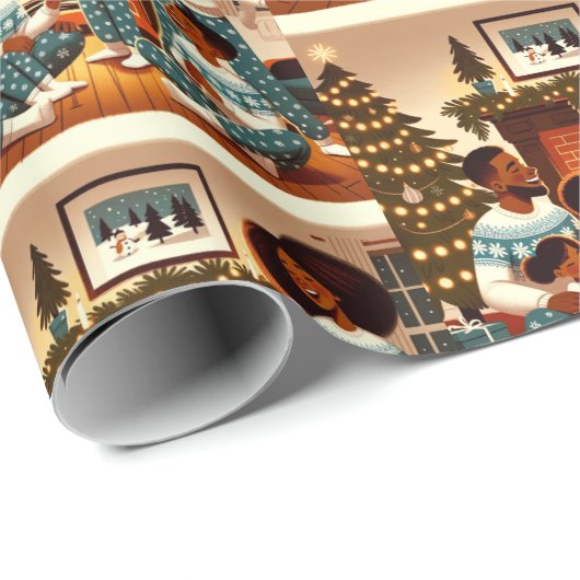 居心地の良いクリスマス家族の集まり ラッピングペーパー (ロールコーナー)