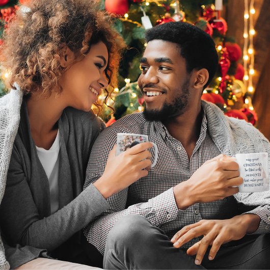 居心地の良いクリスマス引用文フォトオーバーレイ コーヒーマグカップ