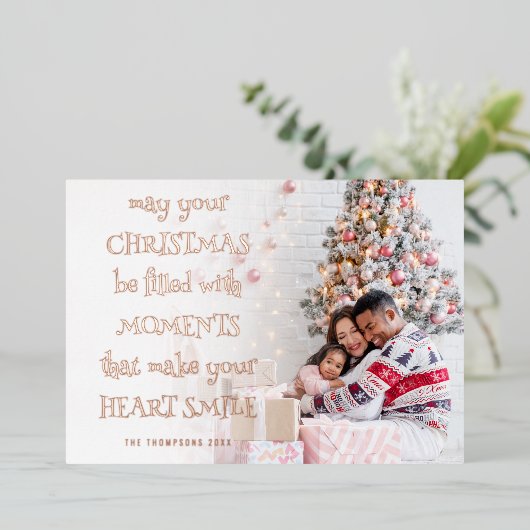 居心地の良いクリスマス引用文フォトオーバーレイ 箔シーズンカード (立ち正面)