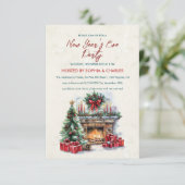 居心地の良いクリスマス暖炉の大晦日パーティー 招待状 (スタンド正面)