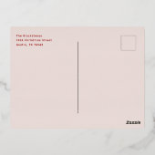 居心地の良いクリスマス暖炉イラストレーションと写真 箔シーズンポストカード (裏面)