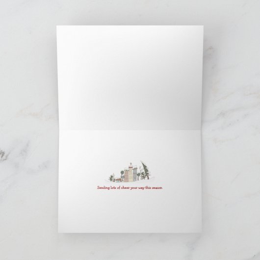 居心地の良いクリスマス暖炉フォトグリーティングカード シーズンカード (内部)