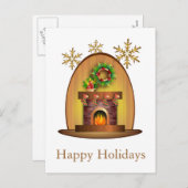 居心地の良いクリスマス暖炉 シーズンポストカード (正面/裏面)