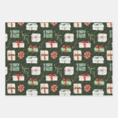 居心地の良いクリスマス暖炉、プレゼント&ツリーズホリデー ラッピングペーパーシート (正面)