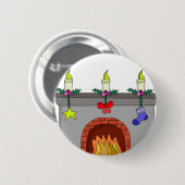 居心地の良いクリスマス暖炉 缶バッジ (正面&裏面)