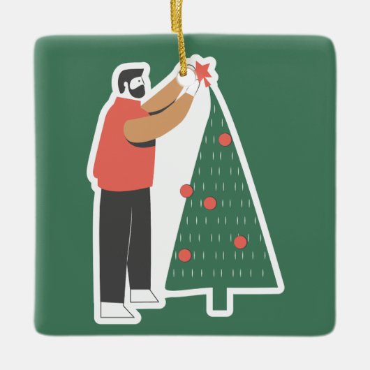 居心地の良いクリスマス オブジェ セラミックオーナメント (正面)