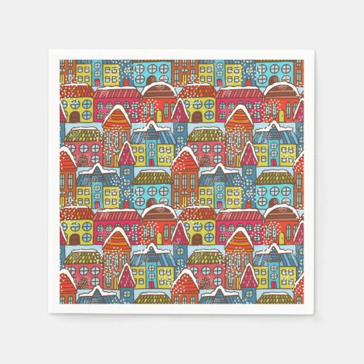 居心地の良いクリスマス スタンダードカクテルナプキン (正面)