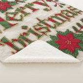 居心地の良いクリスマス：刺繍フリース毛布 シェルパブランケット (3/4)