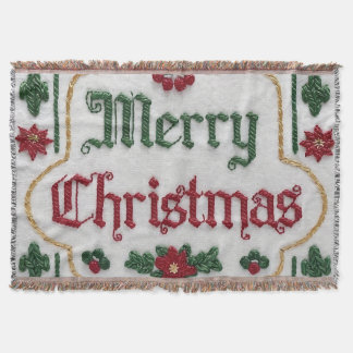 居心地の良いクリスマス：刺繍フリース毛布 スローブランケット