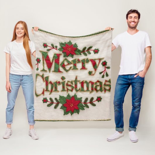 居心地の良いクリスマス：刺繍フリース毛布 フリースブランケット (インサイチュ)
