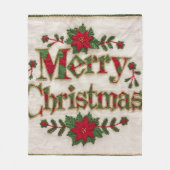 居心地の良いクリスマス：刺繍フリース毛布 フリースブランケット (正面)