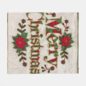居心地の良いクリスマス：刺繍フリース毛布 フリースブランケット (正面(横))