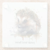 居心地の良いクリッター：ハリネズミの水色カスタム、 ガラスコースター (裏面)