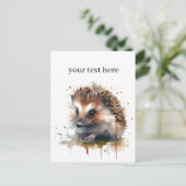 居心地の良いクリッター:ハリネズミの水色カスタム、 ポストカード (スタンド正面)