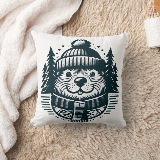 居心地の良いクリッター：究極の愛らしいビーバー枕 クッション (ブランケット)