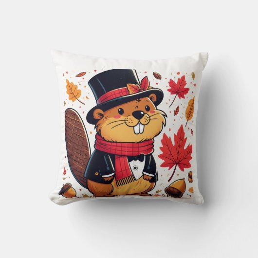 居心地の良いクリッター:究極の愛らしいビーバー枕 クッション (正面)