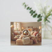 居心地の良いグラウンドホッグの冬の暖かさ ポストカード (スタンド正面)