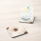 居心地の良いケーブルニットセーター木製ボタンブラウンクリーム コースター (右側)