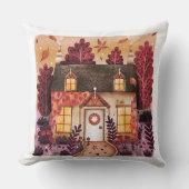居心地の良いコテージと秋紅葉 クッション (正面)