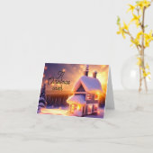 居心地の良いコテージクリスマスカード カード (黄色い花)