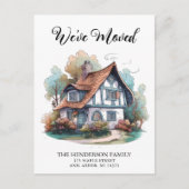 居心地の良いコテージ新しいホームムービングアナウンスメントハガキ ポストカード (正面)