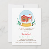 居心地の良いコテージ雪だるまスノーグローブクリスマスパーティー 招待状 (正面)