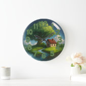 居心地の良いコテージ3Dウォールクロック – 素朴自然デコール ラージ壁時計 (ホーム)