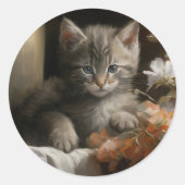 居心地の良いコーナー虎猫子猫 ラウンドシール (正面)