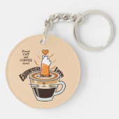 居心地の良いコーヒーと面白い猫のテーマのカスタムラスティック キーホルダー (裏面)