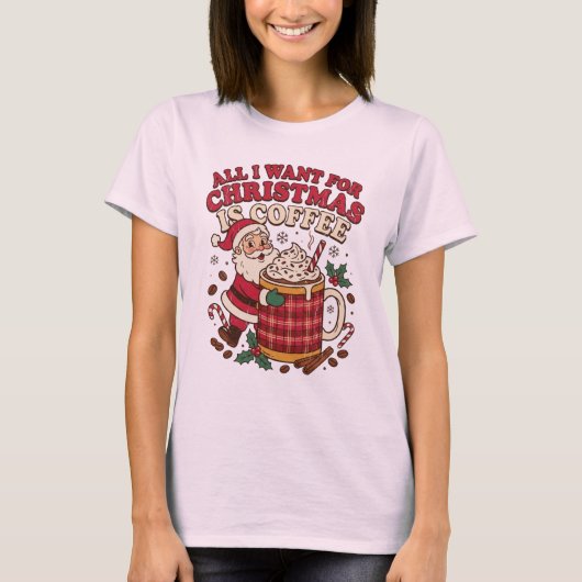 居心地の良いサンタのクリスマスコーヒーのひととき Tシャツ (正面)