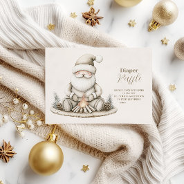居心地の良いサンタ冬の赤ちゃんシャワーおむつラッフル エンクロージャーカード