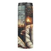 居心地の良いシーン | ココアを猫と一緒に飲む女性 タンブラー (裏面)