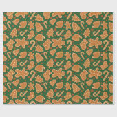 居心地の良いジンジャーブスクリスマスダークグリーンシームレス ラッピングペーパー (フラット)