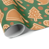 居心地の良いジンジャーブスクリスマスダークグリーンシームレス ラッピングペーパー (ロールコーナー)