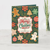 居心地の良いジンジャーブレッドCookieメリークリスマススクリプト カード (正面)