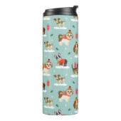 居心地の良いスカーフ模様のクリスマスドッグ タンブラー (回転左)