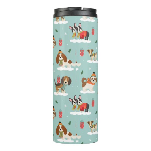 居心地の良いスカーフ模様のクリスマスドッグ タンブラー (裏面)