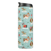 居心地の良いスカーフ模様のクリスマスドッグ タンブラー (回転右)