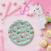 居心地の良いスカーフ模様のクリスマスドッグ ペーパープレート (パーティー)