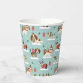 居心地の良いスカーフ模様のクリスマスドッグ 紙コップ (左)