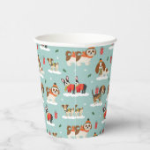 居心地の良いスカーフ模様のクリスマスドッグ 紙コップ (右)